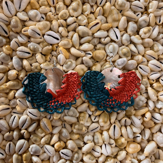 Dark Blue & Coral Rito Earring