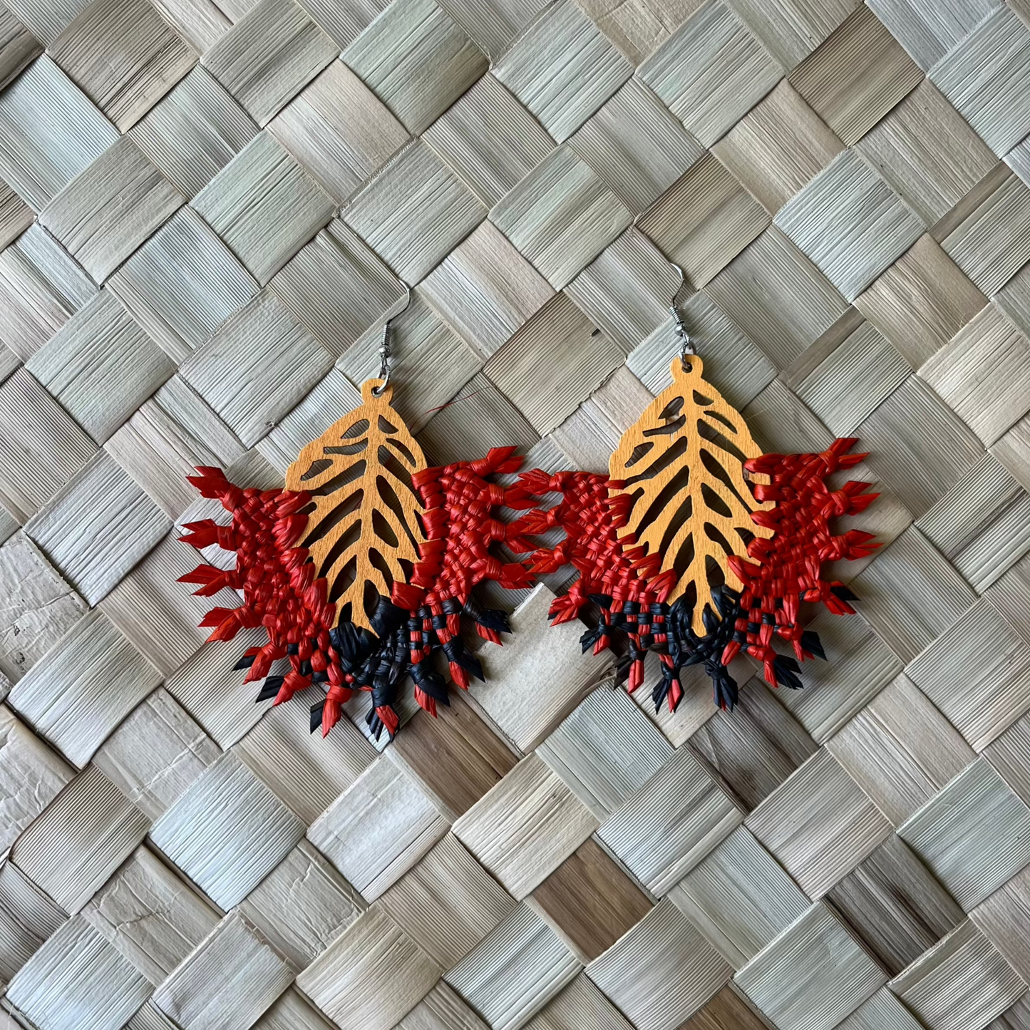 Black & Red Wooden Earring