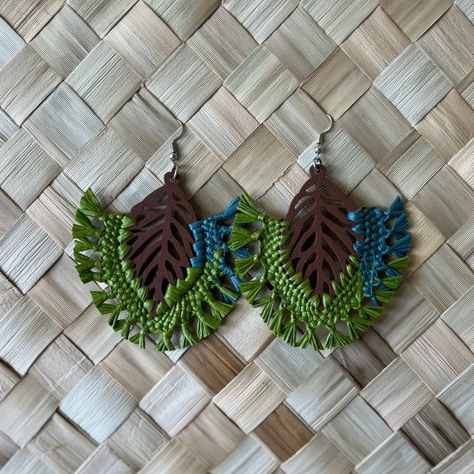 Green & Blue Wooden Earring